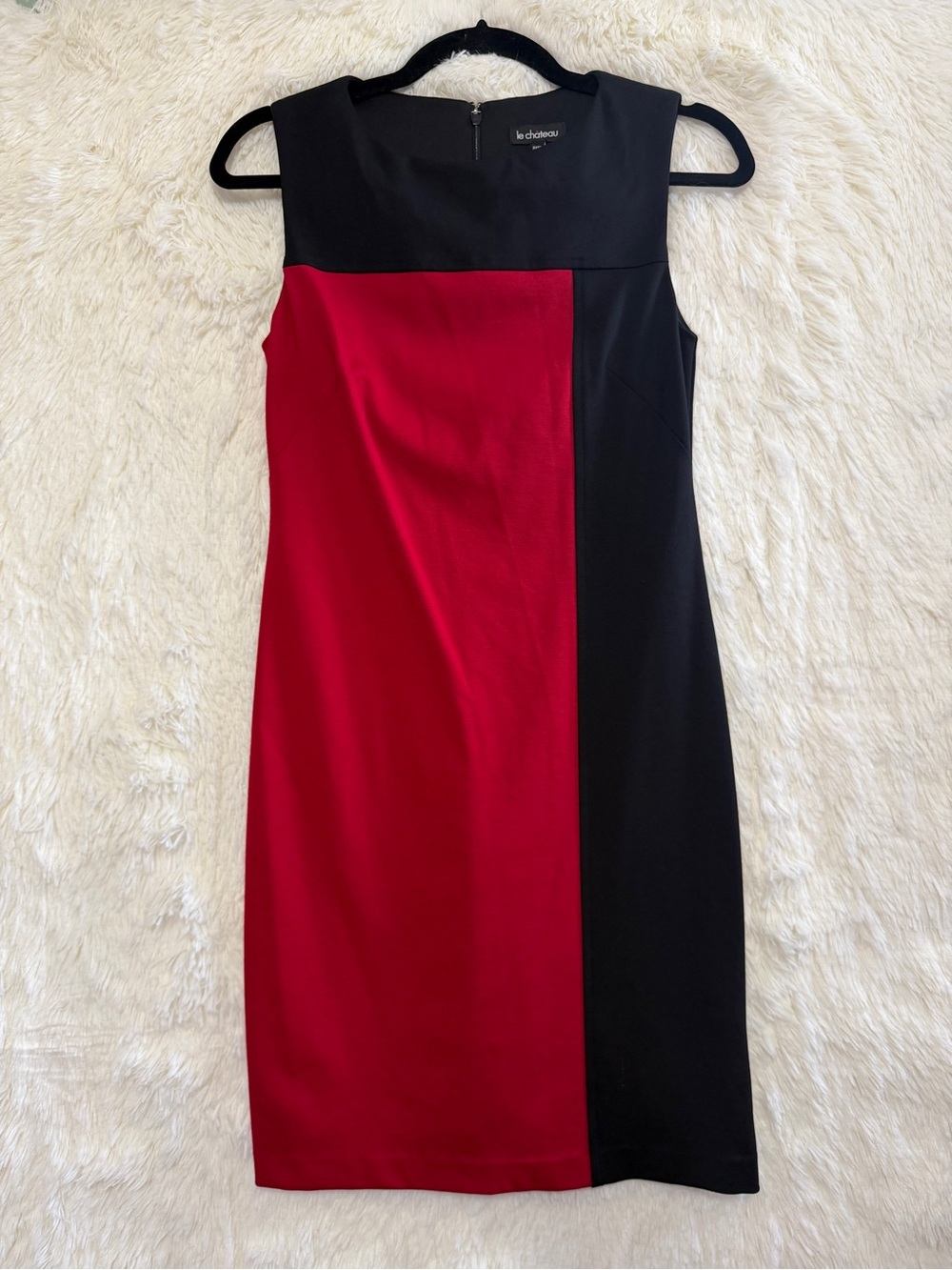 Le Chateau Womens Sleeveless Colourblock Sheath Dress XXS Red Black Cocktail NWT
